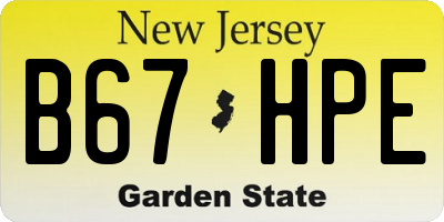 NJ license plate B67HPE