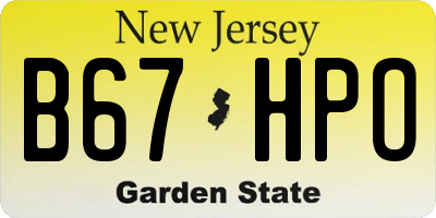 NJ license plate B67HPO