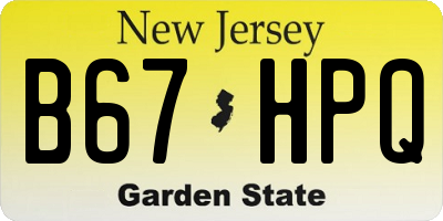 NJ license plate B67HPQ