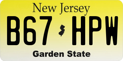 NJ license plate B67HPW