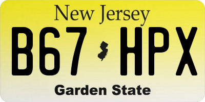NJ license plate B67HPX