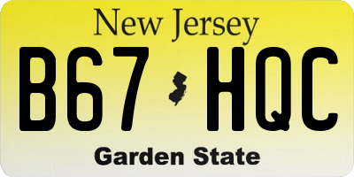 NJ license plate B67HQC
