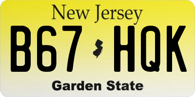 NJ license plate B67HQK