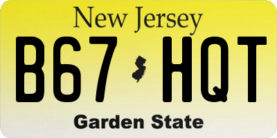 NJ license plate B67HQT