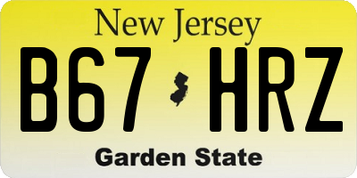 NJ license plate B67HRZ