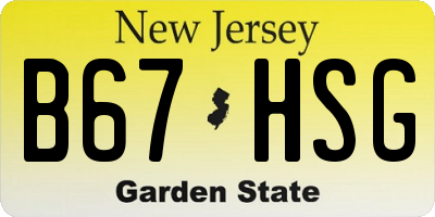 NJ license plate B67HSG