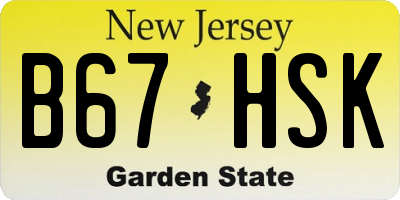 NJ license plate B67HSK