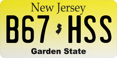 NJ license plate B67HSS