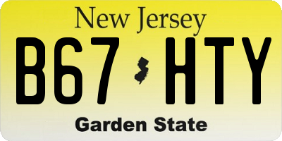 NJ license plate B67HTY