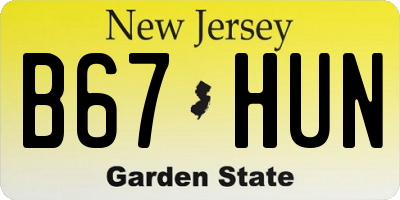 NJ license plate B67HUN