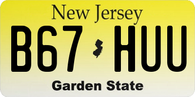 NJ license plate B67HUU