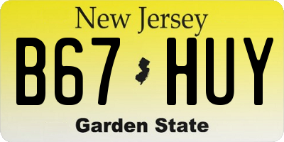 NJ license plate B67HUY