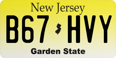 NJ license plate B67HVY