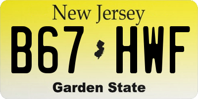 NJ license plate B67HWF