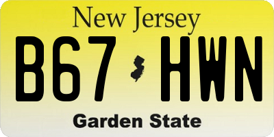 NJ license plate B67HWN