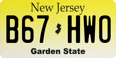 NJ license plate B67HWO
