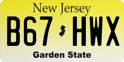 NJ license plate B67HWX