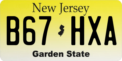 NJ license plate B67HXA