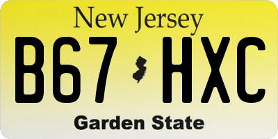 NJ license plate B67HXC