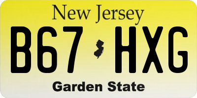 NJ license plate B67HXG