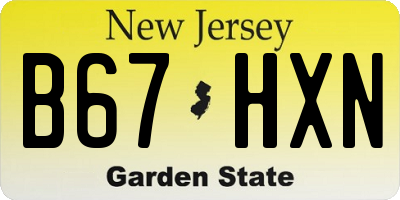 NJ license plate B67HXN