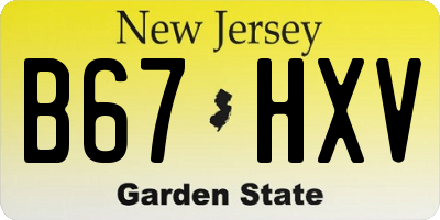 NJ license plate B67HXV
