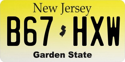 NJ license plate B67HXW
