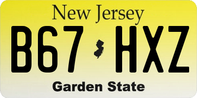 NJ license plate B67HXZ