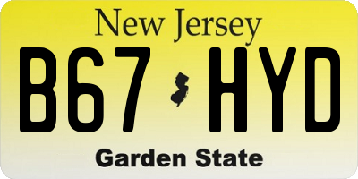 NJ license plate B67HYD