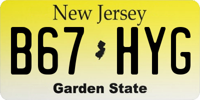 NJ license plate B67HYG