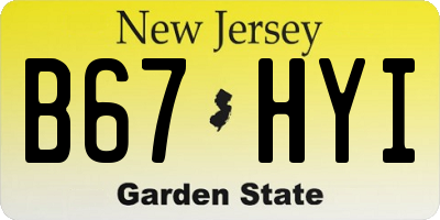 NJ license plate B67HYI