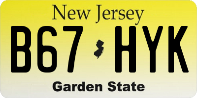 NJ license plate B67HYK