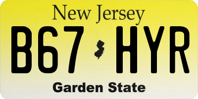 NJ license plate B67HYR