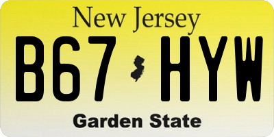 NJ license plate B67HYW