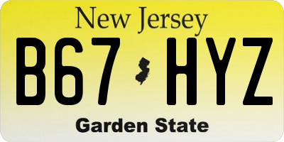 NJ license plate B67HYZ
