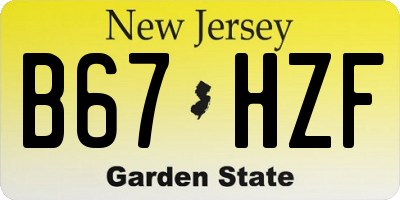 NJ license plate B67HZF