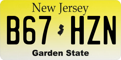 NJ license plate B67HZN