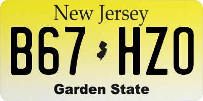NJ license plate B67HZO