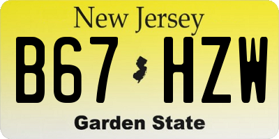 NJ license plate B67HZW