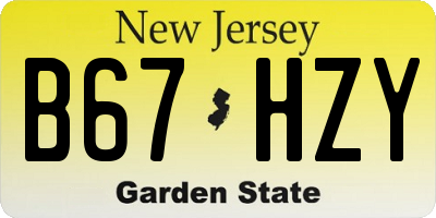 NJ license plate B67HZY
