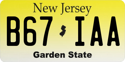 NJ license plate B67IAA
