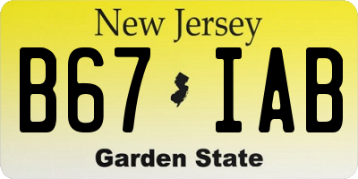 NJ license plate B67IAB