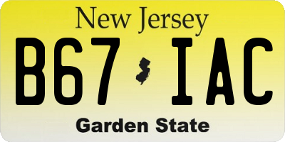 NJ license plate B67IAC