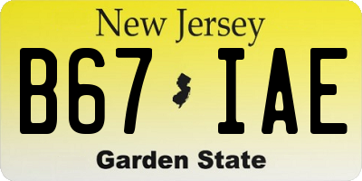NJ license plate B67IAE