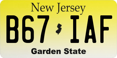 NJ license plate B67IAF