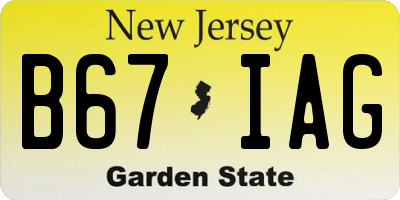 NJ license plate B67IAG