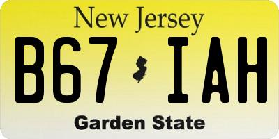 NJ license plate B67IAH