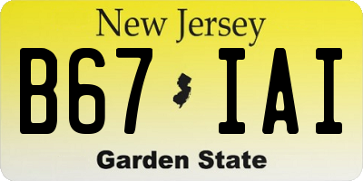 NJ license plate B67IAI