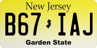 NJ license plate B67IAJ