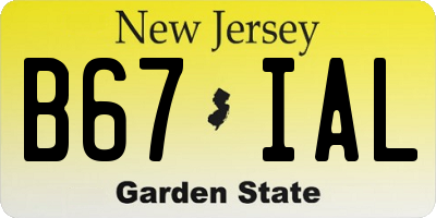 NJ license plate B67IAL